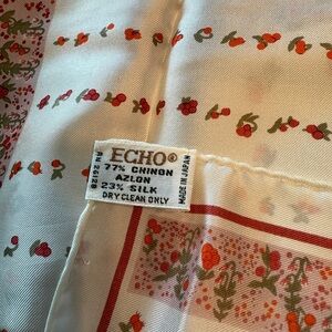Echo Silk Scarf with Red and Green Floral Design